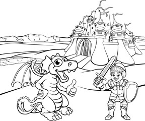 Dragon and Knight Castle Cartoon