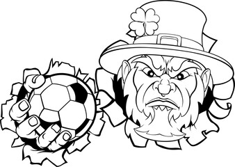 Leprechaun Soccer Mascot Ripping Background