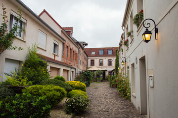 Fototapeta na wymiar Townhouses in Montreuil sur Mer, France