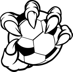 Monster animal claw holding Soccer Football Ball