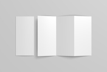 Blank a4 size trifold brochure mockup top view