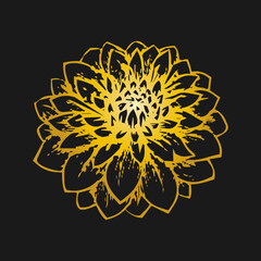 Flower for design decoration in golden color. Vector illustration.