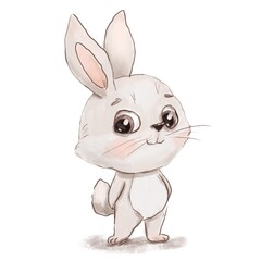 Watercolor cute rabbit. Hand drawn character woodland animal isolated on white background. Symbol of 2023
