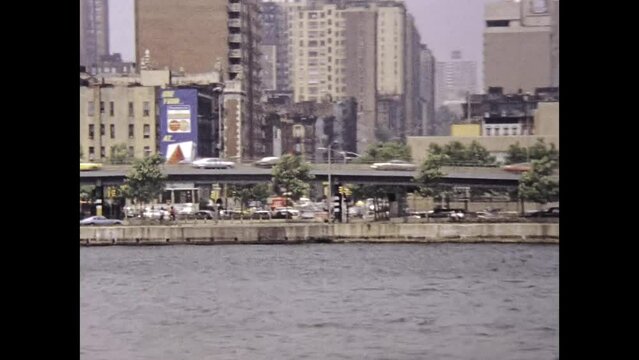 United States 1975, Ferry in front of the Skyline of Manhattan NYC