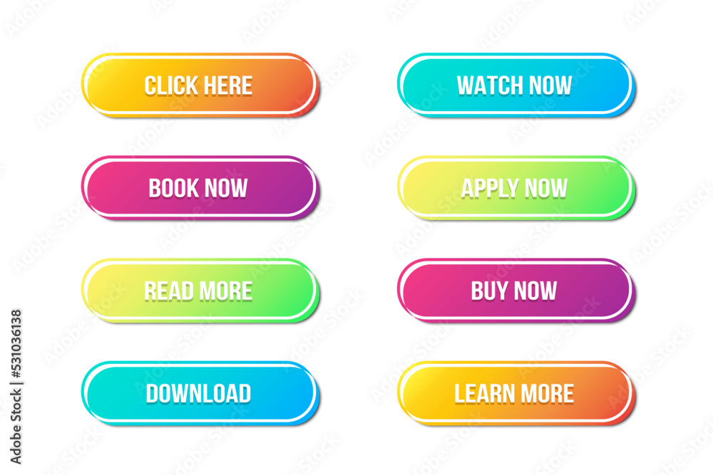 Poster Set of web buttons icon app. Buttons app mockup collection. Vector illustration