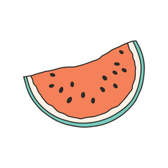 Watermelon wedge - cartoon style vector illustration. Object isolated on white background. Vector isolated icon. - 531036735