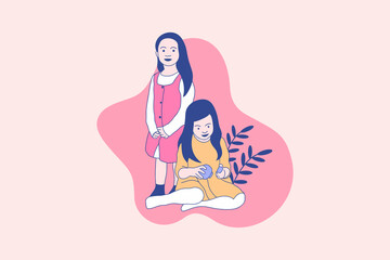 Illustrations of Two Beautiful girl for International Day of the Girl Child design concept