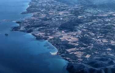 Aerial view of the southern Sardinian coast