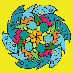 Obraz premium abstract circle geometric leaf flower background yellow