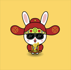 kawaii cute year of the rabbit a vector design illustration line art