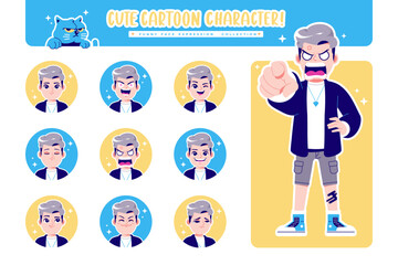 different face emotion boy cartoon character collection 2