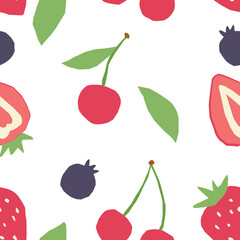 Bright seamless pattern with abstract berries. Vector wallpaper on a white background. Perfect for textiles or surface design