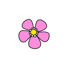 Retro Pink Flower Outline