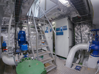 Engine room on a river or sea vessel