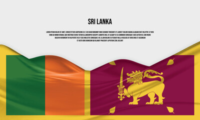 Sri Lanka flag design. Waving Sri Lankan flag made of satin or silk fabric. Vector Illustration.