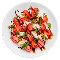 Traditional italian caprice salad tomato mozzarella cheese and basil