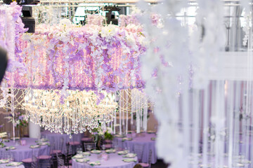 crystal chandelier wedding decor in lavender color wedding decoration