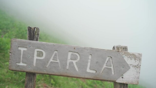 Iparla mountain sign in the Basque Country