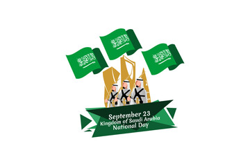 September 23, Happy Kingdom of Saudi Arabia National Day Vector illustration. Suitable for greeting card, poster and banner.