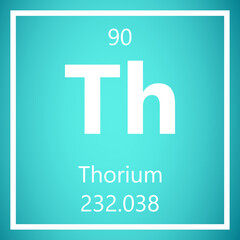 Thorium Th Periodic Table of Elements, Atomic Mass Vector Illustration Molecule.
