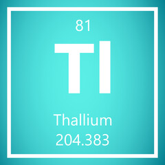Thallium Tl Periodic Table of Elements, Atomic Mass Vector Illustration Molecule.
