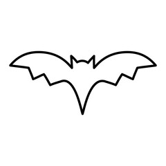 Vector bat icon in line art style. Halloween design element on white background.