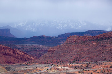 Fototapeta premium Distant mountains with snow