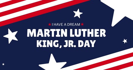 Naklejka premium Digital composite image of martin luther king jr day text over american flag with stars and stripes