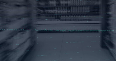 Image of globe and data processing over empty premises interiors