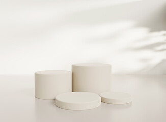 Product display podium with soft shadow. Product presentation background. 3D rendering.