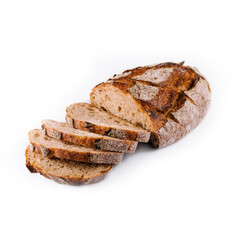 Fresh rye bread isolated on white background