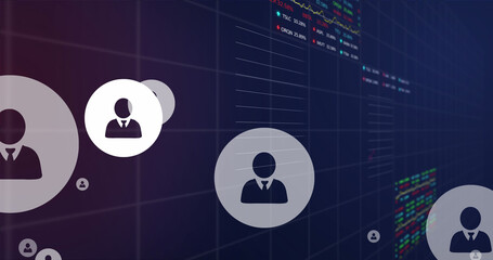 Image of media icons over financial data processing