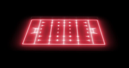 Image of red neon sports stadium on black background