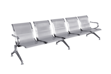 Waiting stainless steel chairs isolated.