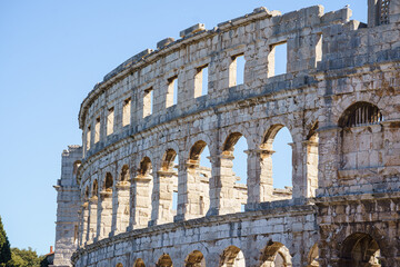 Fototapeta premium Pula, Croatia - September 2022 September 13: Pula is the city in Istria region, Croatia and is known for Pula Arena