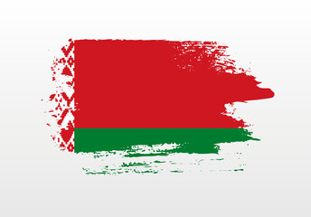 Modern style brush painted splash flag of Belarus with solid background