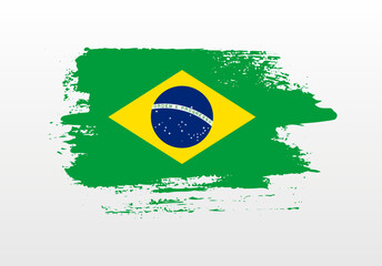 Modern style brush painted splash flag of Brazil with solid background