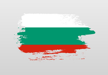 Fototapeta premium Modern style brush painted splash flag of Bulgaria with solid background