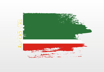 Modern style brush painted splash flag of Chechnya with solid background