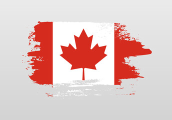 Modern style brush painted splash flag of Canada with solid background