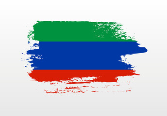 Modern style brush painted splash flag of Dagestan with solid background