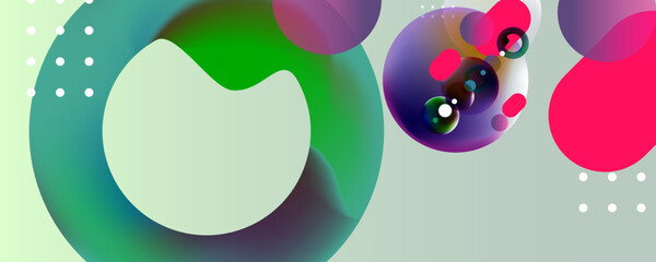 Bright summer juicy complex futuristic abstraction background. Graphic elements different colors line shapes and round shapes new trends