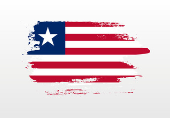 Modern style brush painted splash flag of Liberia with solid background