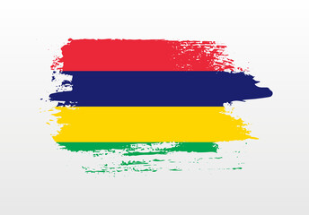 Modern style brush painted splash flag of Mauritius with solid background