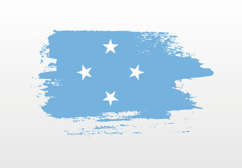 Modern style brush painted splash flag of Micronesia with solid background