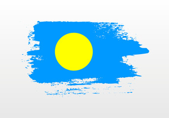 Modern style brush painted splash flag of Palau with solid background