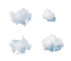 3d render, abstract clouds and cumulus clip art isolated on transparent background, sky elements