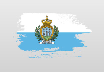 Modern style brush painted splash flag of San Marino with solid background
