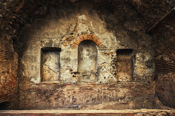 Abandoned interior of an Ancient ruin closeup photo