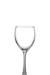 transparent glass wine glass isolated on a white background